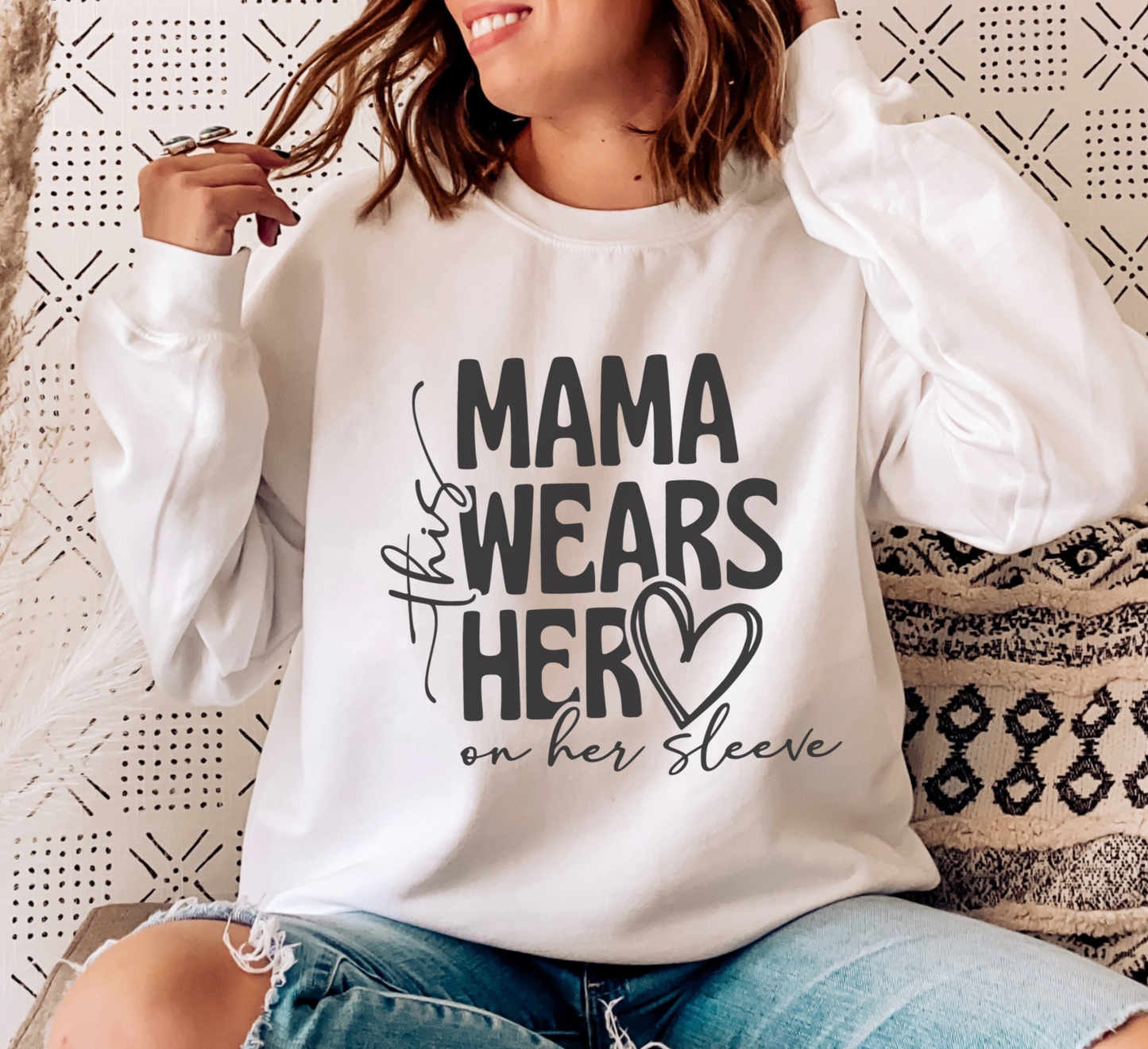 This Mama Wears Her Heart on Her Sleeve SVG PNG, Mom Shirt, Mother's Day SVG